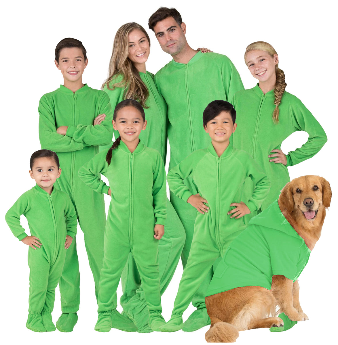 Emerald Green Family Matching Footed Pajamas Onesies for Boys