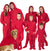 Family Matching Bright Red Hoodie Fleece Onesie