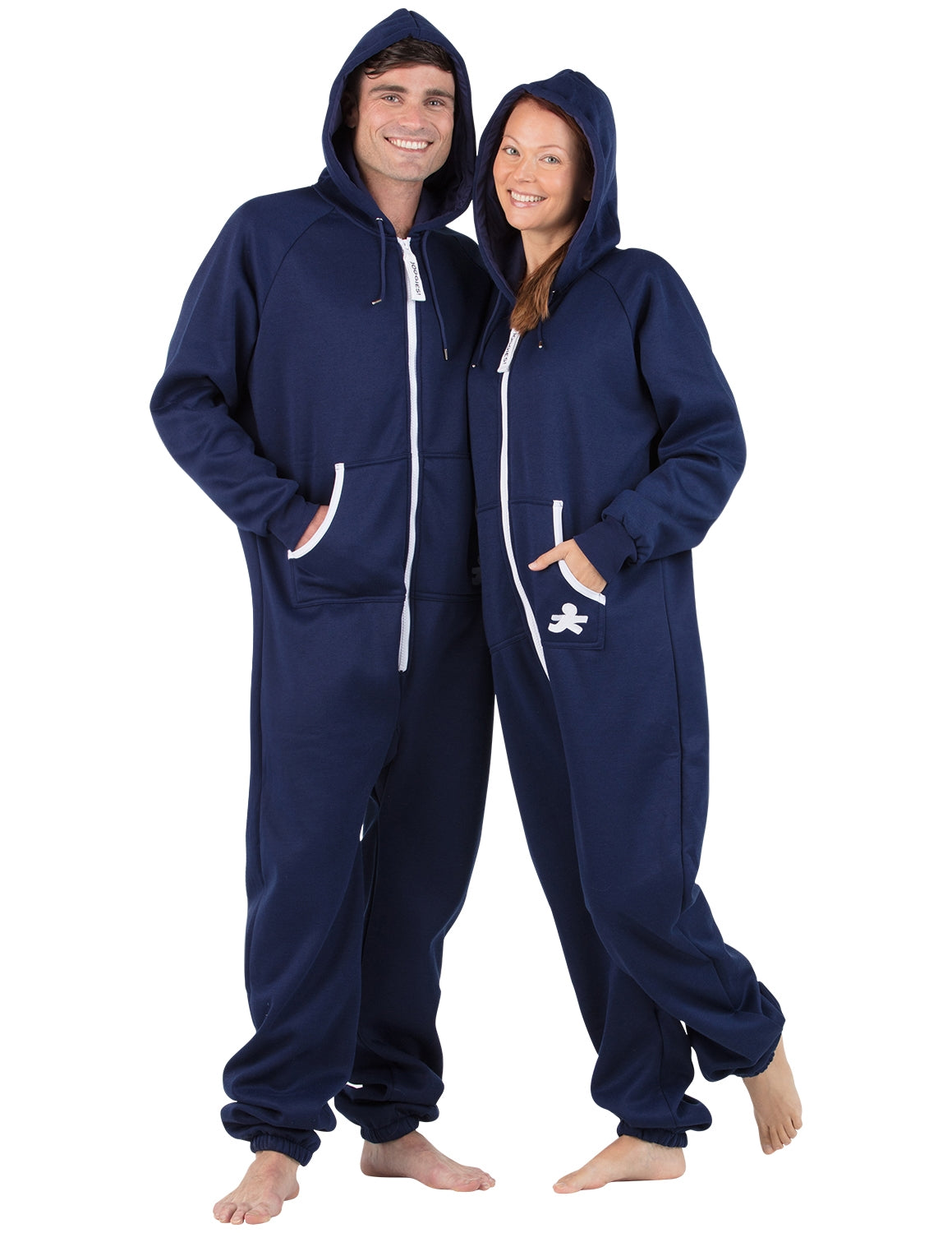 Footed Pajamas - Brilliant Blue Adult Hoodie Fleece Onesie - Adult - Small2X/Dbl Wide (Fits 5'3 - 5'6)