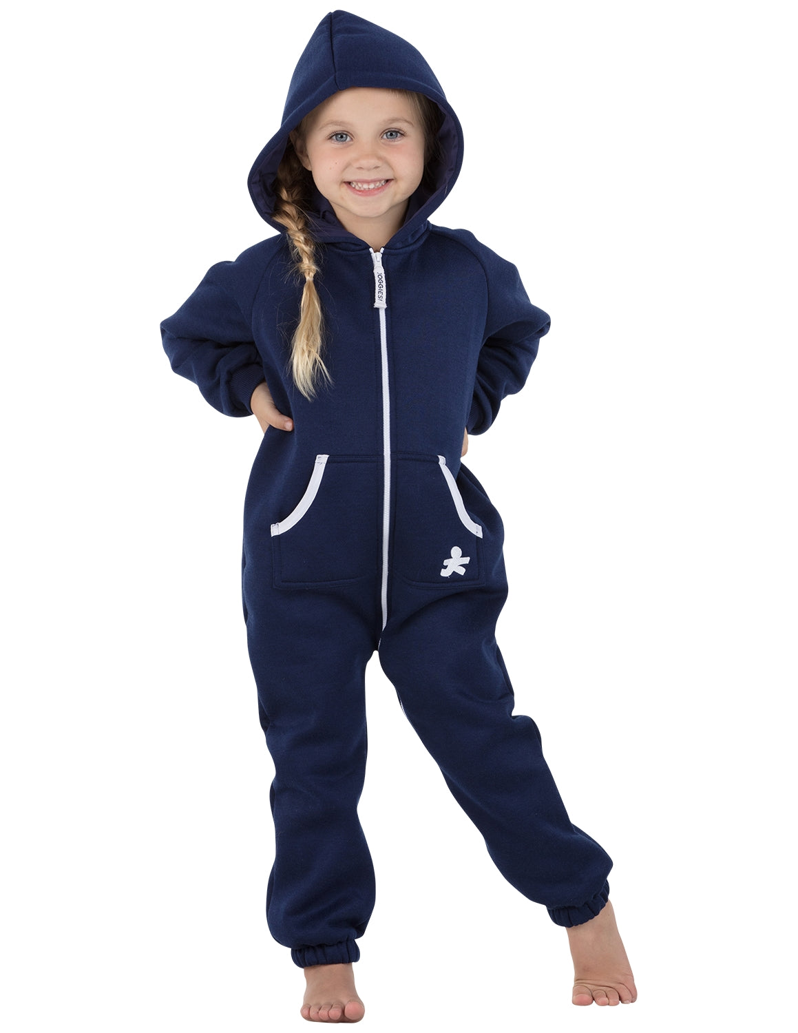 Navy Blue Footless Hoodie One Piece - Toddler Hooded Footless Pajamas, Footless One Piece Pjs