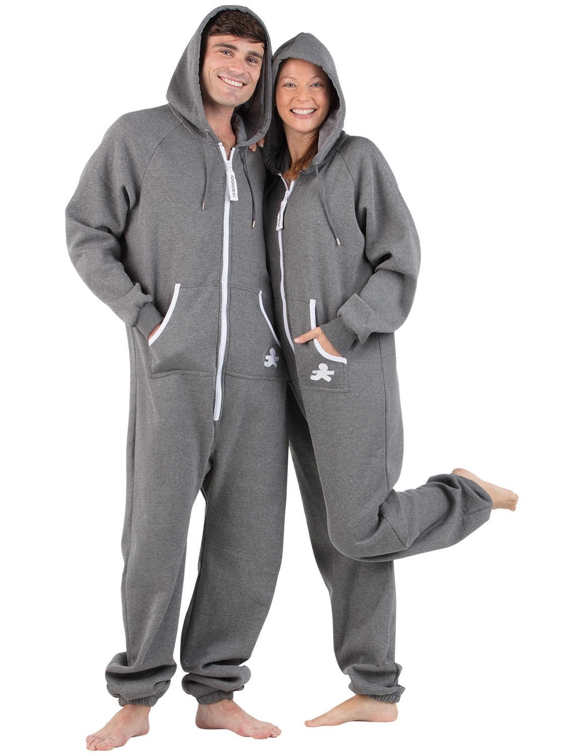 Charcoal Gray Adult Footless Hoodie One Piece - Adult Hooded