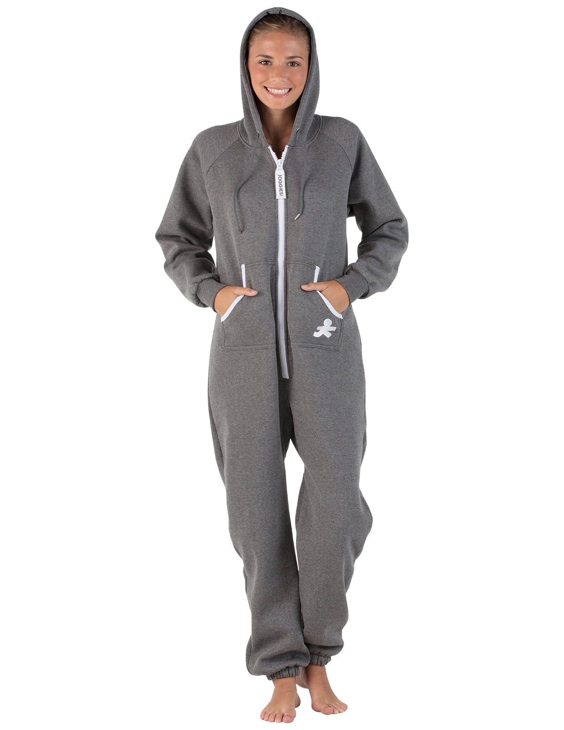 Charcoal Gray Adult Footless Hoodie One Piece - Adult Hooded Footless ...