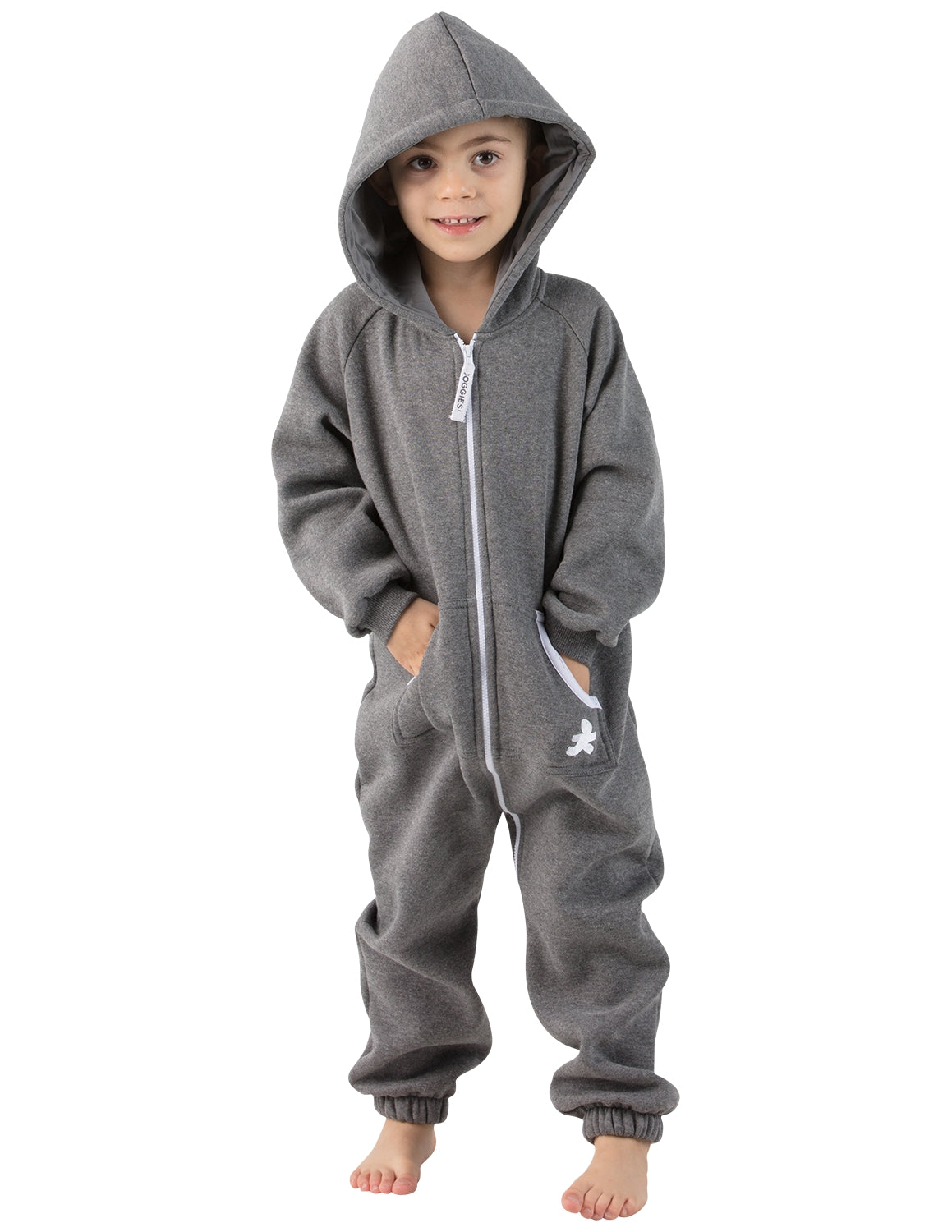 Charcoal Gray Footless Hoodie One Piece Kids Hooded Footless